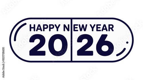 New Year 2026: A minimalist and festive design, featuring a Happy New Year 2026 greeting in bold font, a design perfect for new year celebration.