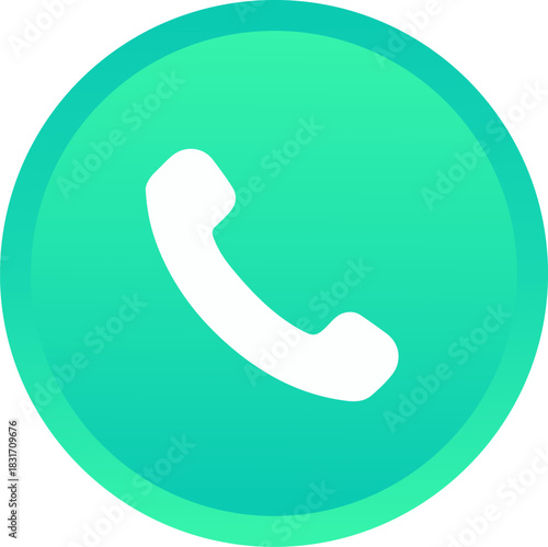 phone call button icon, green gradient minimal vector symbol