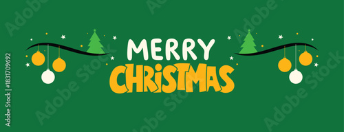 Merry Christmas Vector illustration for website banner, social media banner, covers, greeting card, posters, business and marketing material. Merry Christmas Background Banner