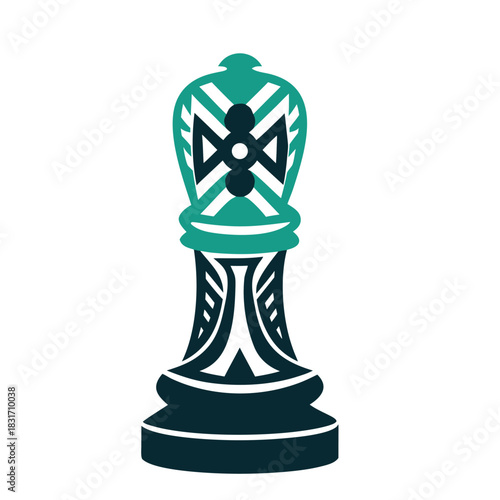 Stylized Bishop Chess Piece Vector Icon