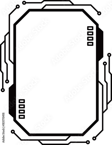 サイバーパンクな電子回路フレーム　ブラック