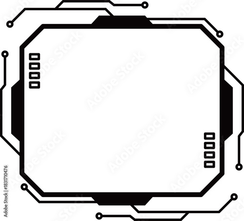 サイバーパンクな電子回路フレーム　ブラック