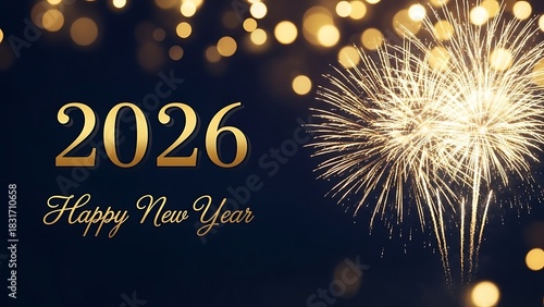 Wallpaper Mural Golden 2026 new year celebration with fireworks and bokeh lights Torontodigital.ca