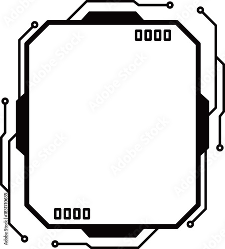 サイバーパンクな電子回路フレーム　ブラック