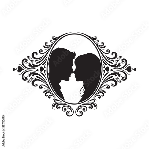 Creative valentine's day silhouette vector art illustration