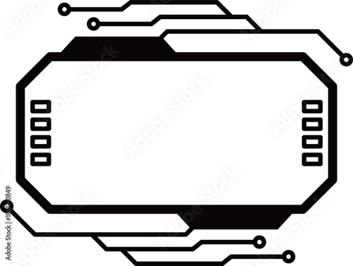サイバーパンクな電子回路フレーム　ブラック