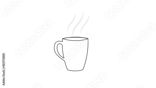 Coffee Mug Line Art – Minimal Cup Illustration for Cafe & Beverage Design