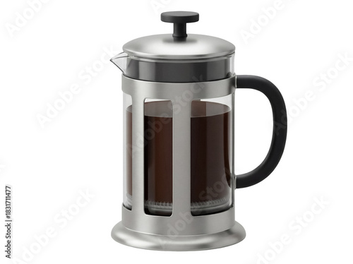 Wallpaper Mural French press coffee maker with dark coffee isolated PNG, stainless steel and glass coffee brewing equipment on transparent background Torontodigital.ca