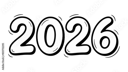 2026 Typography: A clean graphic of the year 2026, set in a modern, bold font. Perfect for illustrating future events, plans, or concepts related to the upcoming year.