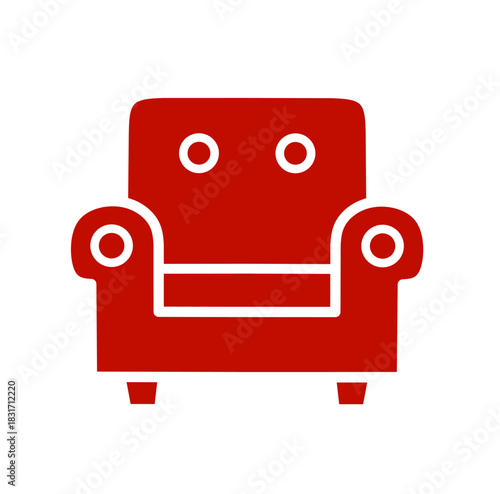 red sofa chair vector on white background.