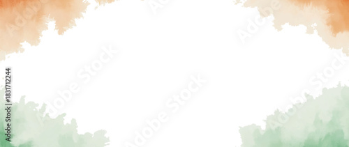 Indian Abstract watercolor frame in Indian flag colors: saffron, white, and green. republic, independence, day, 