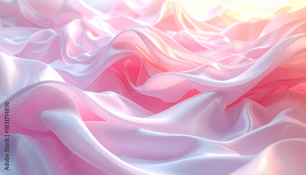 Obraz premium 白とピンクの優雅に重なる波の層