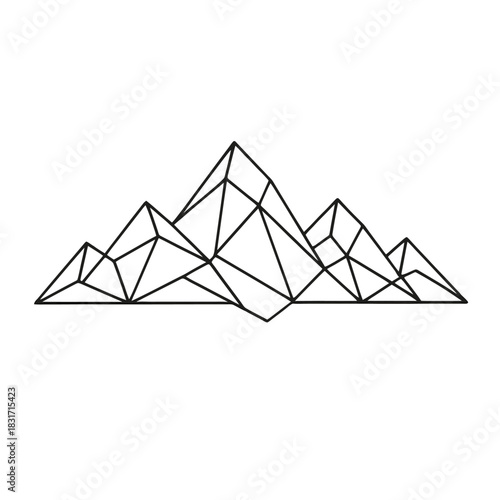 Geometric low-poly mountain art with linear design.