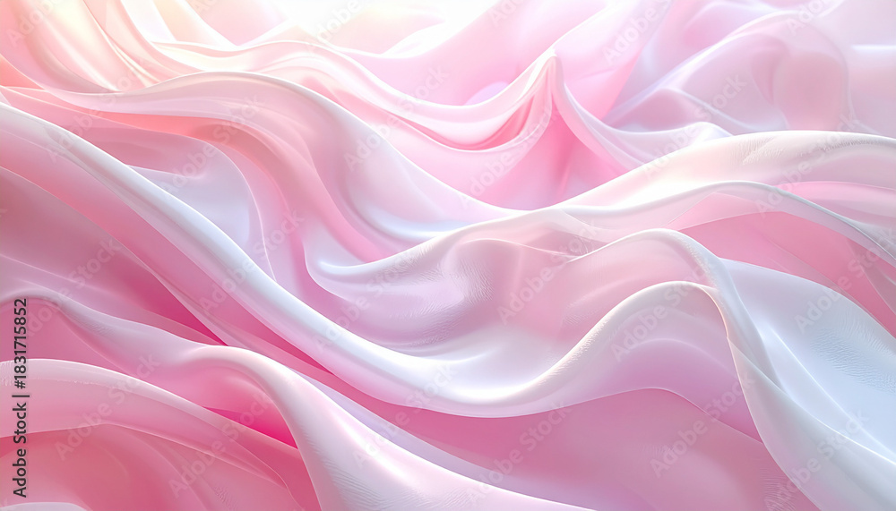 Fototapeta premium パステルピンクのなめらかなシルク波