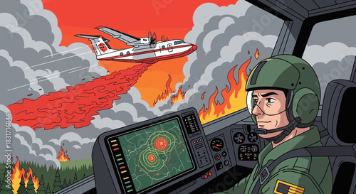 Aerial firefighting pilot combats wildfire with precision and unwavering focus