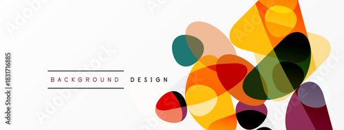 Abstract colorful overlapping shapes. Modern design elements create dynamic visual texture. Simple background provides contrast.