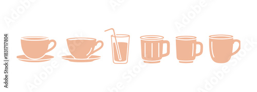 Coffee cup represented as a glyph. Tea cup symbol. Juice icon in glyph format. Mug symbol in color. Vector illustration

