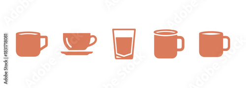 Glyph of a coffee cup. Symbol for tea cup. Juice icon in glyph form. Colored mug symbol. Vector illustration