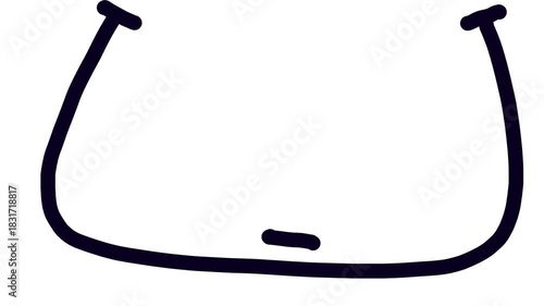 The line forms a horseshoe or bowler hat shape, framing the image.