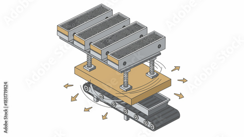 Automated Production Line Showing Vibrating Sieves on Conveyor Belt