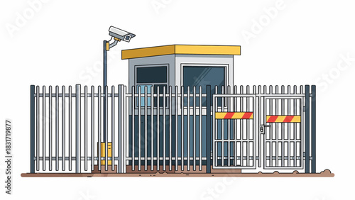 Cartoon Security Post With Camera For Private Area Safety