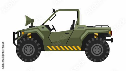 Olive All Terrain Vehicle Illustration In Modern Flat Design
