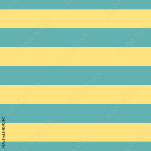 Striped background with horizontal straight light blue and yellow stripes. Seamless and repeating pattern. Editable vector illustration.