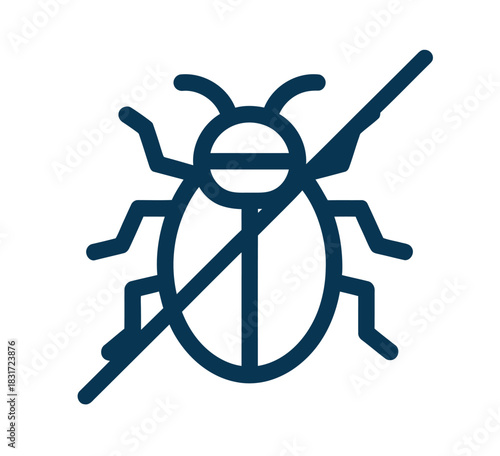 A simple illustration depicts a bug symbol crossed out, representing pest control.