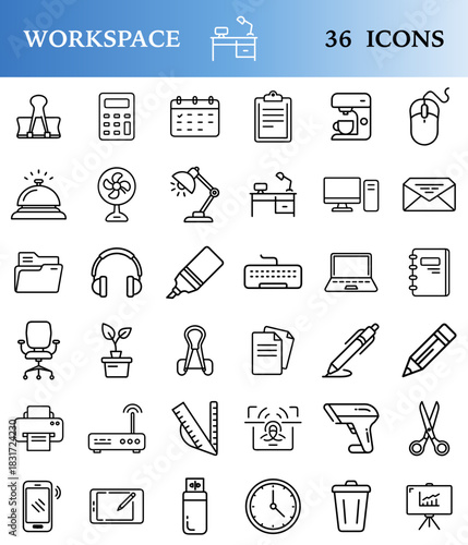 WORKSPACE icons list transparent background