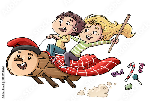 Caga tió, a Catalan Christmas tradition, for children