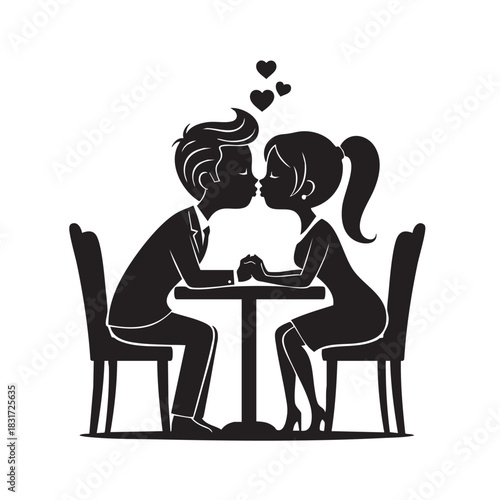 Best valentine's couple silhouette vector art illustration