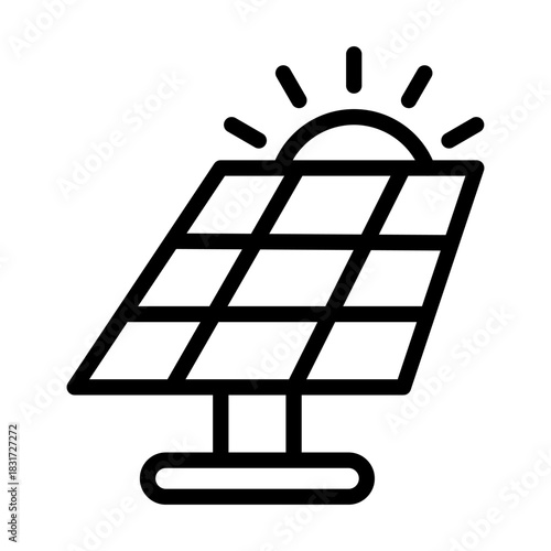 Solar Panel Icon  Renewable Energy and Sustainable Power Symbol
