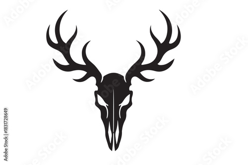 Tribal inspired deer skull silhouette ideal for edgy graphic designs