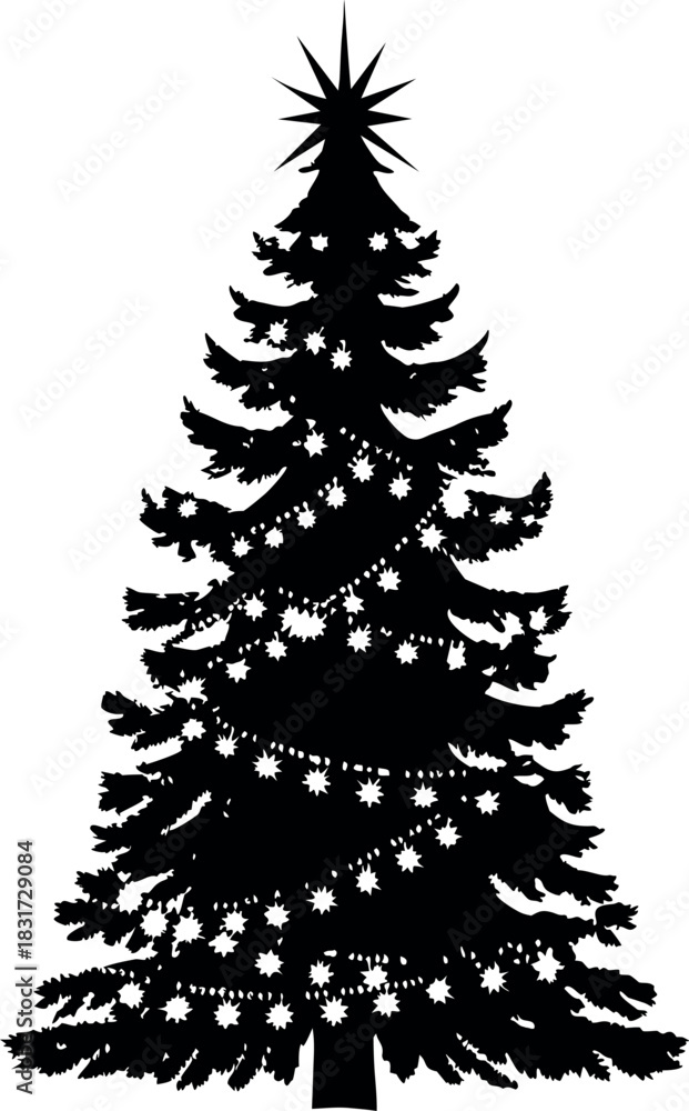 Obraz premium Merry Chrismas tree silhouette icon