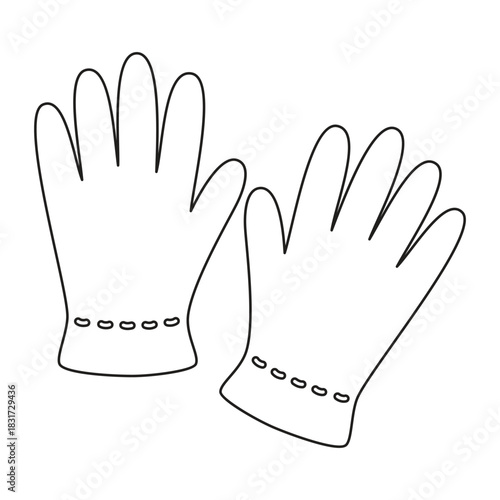 outline rubber gloves isolated