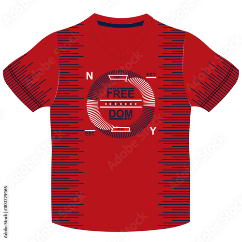 fashion neck t shirt sports print 