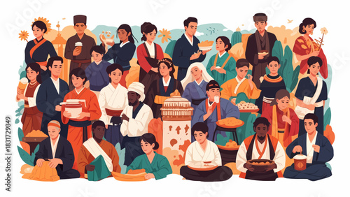 Asian Culture Celebrations And Traditions Around The World Illustration