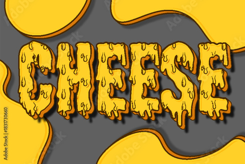 cheese melt mozzarella slime typography lettering editable text effect font style template background design