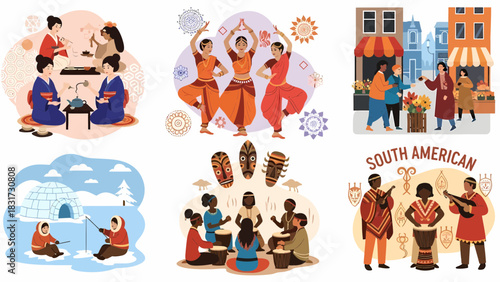 Cultural Mosaic Depicting Global Diversity And Ethnic Traditions