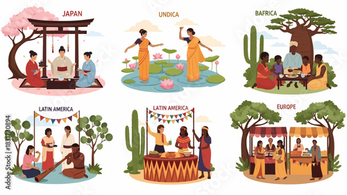 Cultures From Around The World Traditions And Customs Illustration