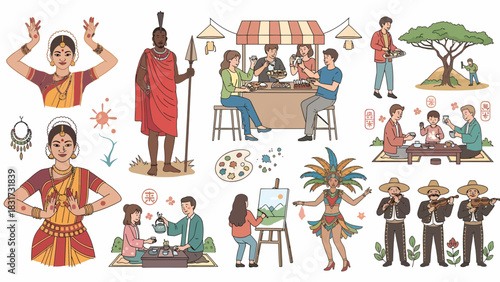 Global Cultural Mosaic Diverse Scenes Representing Worldwide Traditions