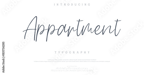 Lettering Minimalist Fashion. Elegant alphabet letters serif font and number. Typography fonts regular uppercase, lowercase.