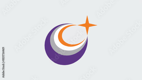 Minimalist corporate logo design featuring a sophisticated swooshing curved line in purple white and gray color palette