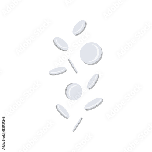 Falling silver coins animation. money rain, financial success concept Vector