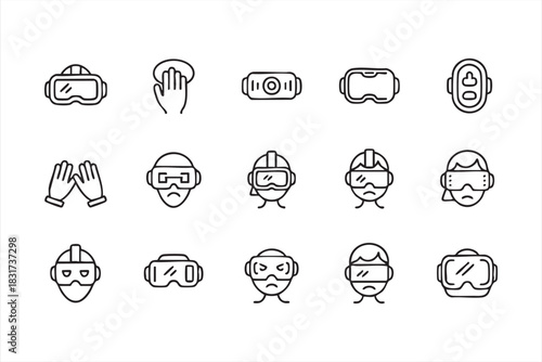 Mixed Reality Outline Icons for VR Devices, AR Interaction, and Simulation Graphics