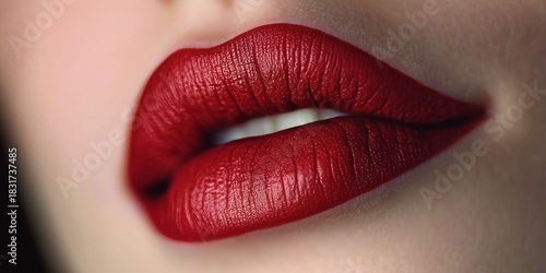 Close-Up of Luscious Red Lips in a Glamorous Aesthetic for Modern Cosmetics Studio Shoot