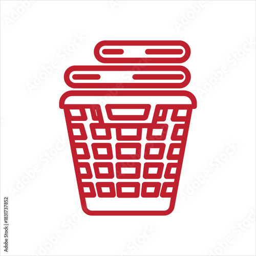 laundry basket icon with neatly folded clean clothes Vector