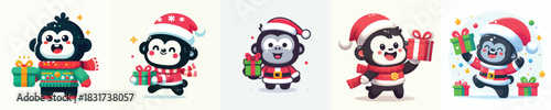 cute gorilla character vector in Christmas costume