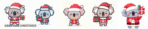 cute koala character vector in Christmas costume