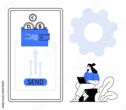 Digital wallet concept. Digital wallets facilitate cryptocurrency transfers via mobile apps, ensuring efficient transactions. Digital wallets improve financial management and ease payment processing